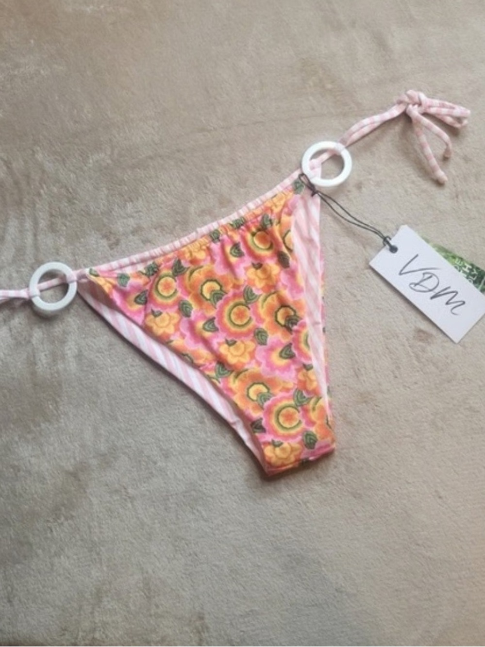 Revolve Retro Floral Tie-Side Bikini Bottom in Pink
